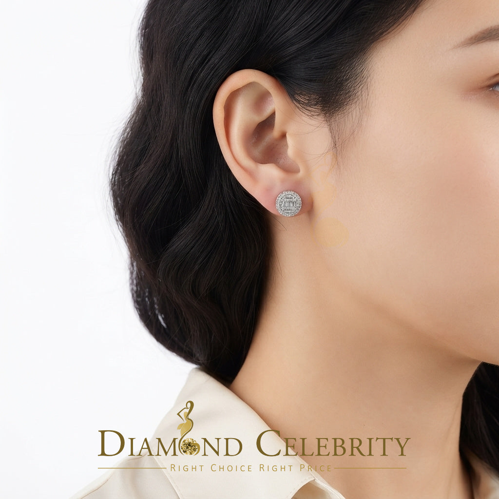 DiamondCelebritees 925 White Silver 0.20ct Real Diamond Women's/Men's Round Fashion Earrings