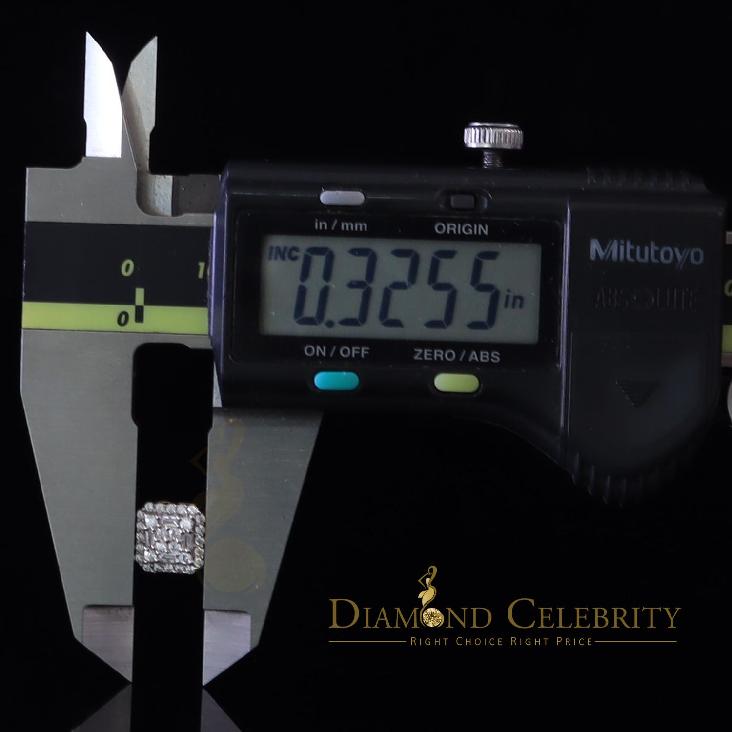 DiamondCelebritees  0.98ct Cubic Zirconia 925 Yellow Silver Women's & Men's Hip Hop Square Earrings
