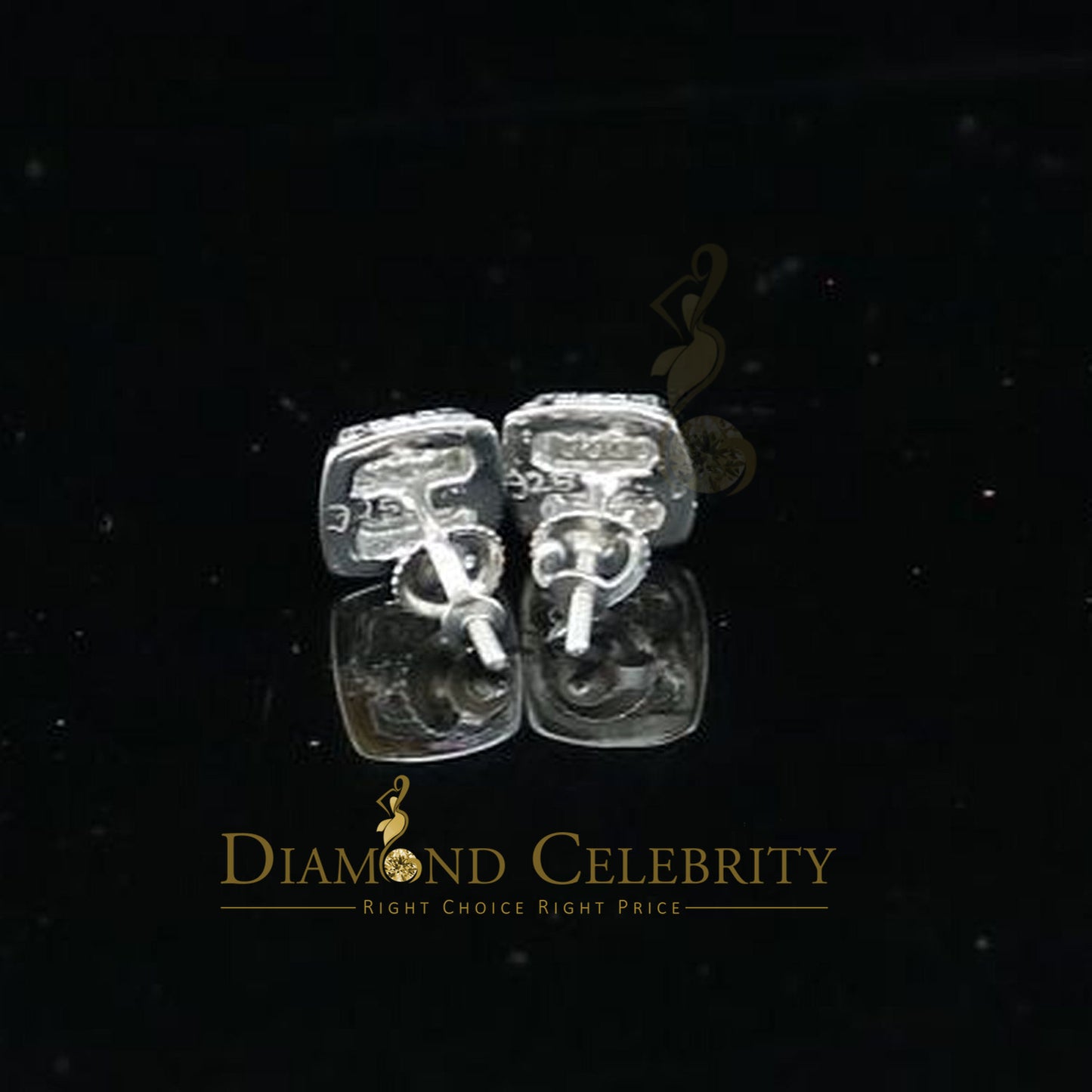 DiamondCelebritees 0.10ct Diamond Stud Earrings For Women White 925 Silver Stud For Unisex