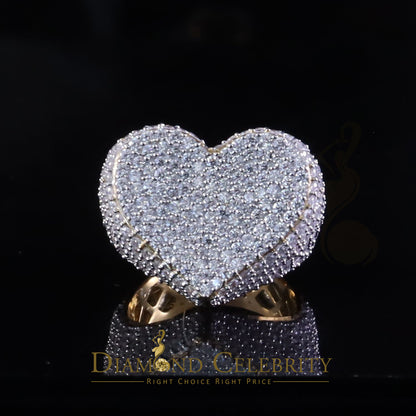 DiamondCelebritees Men's 925 Yellow Silver 5.00ct VVS 'D' Round Moissanite Heart Ring Size 8