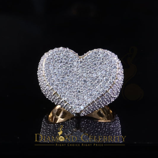 DiamondCelebritees Men's 925 Yellow Silver 5.00ct VVS 'D' Round Moissanite Heart Ring Size 8