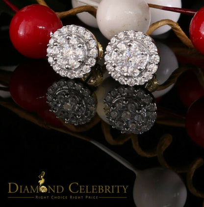 DiamondCelebritees  925 Yellow Silver 1.96ct Cubic Zirconia Women's & Men's Hip Hop Round Earrings