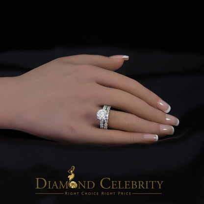 DiamondCelebritees 7.00ct Moissanite White Sterling Silver Men's/ Women Bridal Round Rings Size 8
