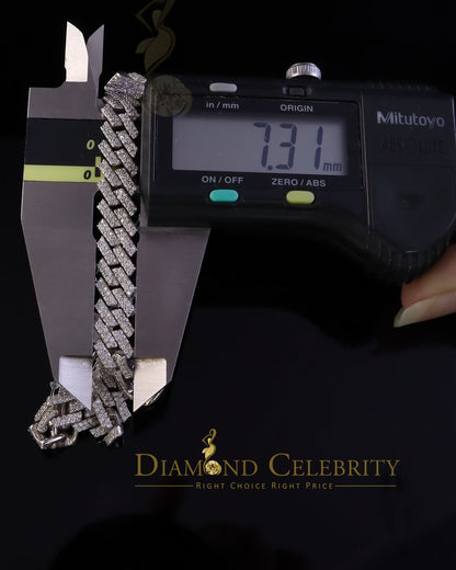 Diamondcelebritees  925 Sterling Silver White Cuban Moissanite Bracelet Wdth 8mm Length sz 8.50inch