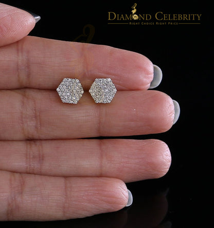DiamondCelebritees Real Diamond 0.50CT 10K Real Yellow Gold Men's/Women's Stud Round Earring