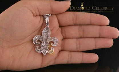 DiamondCelebritees White 925 Sterling Silver Fleur De Lis Shape Pendant with 4.59ct Cubic Zirconia