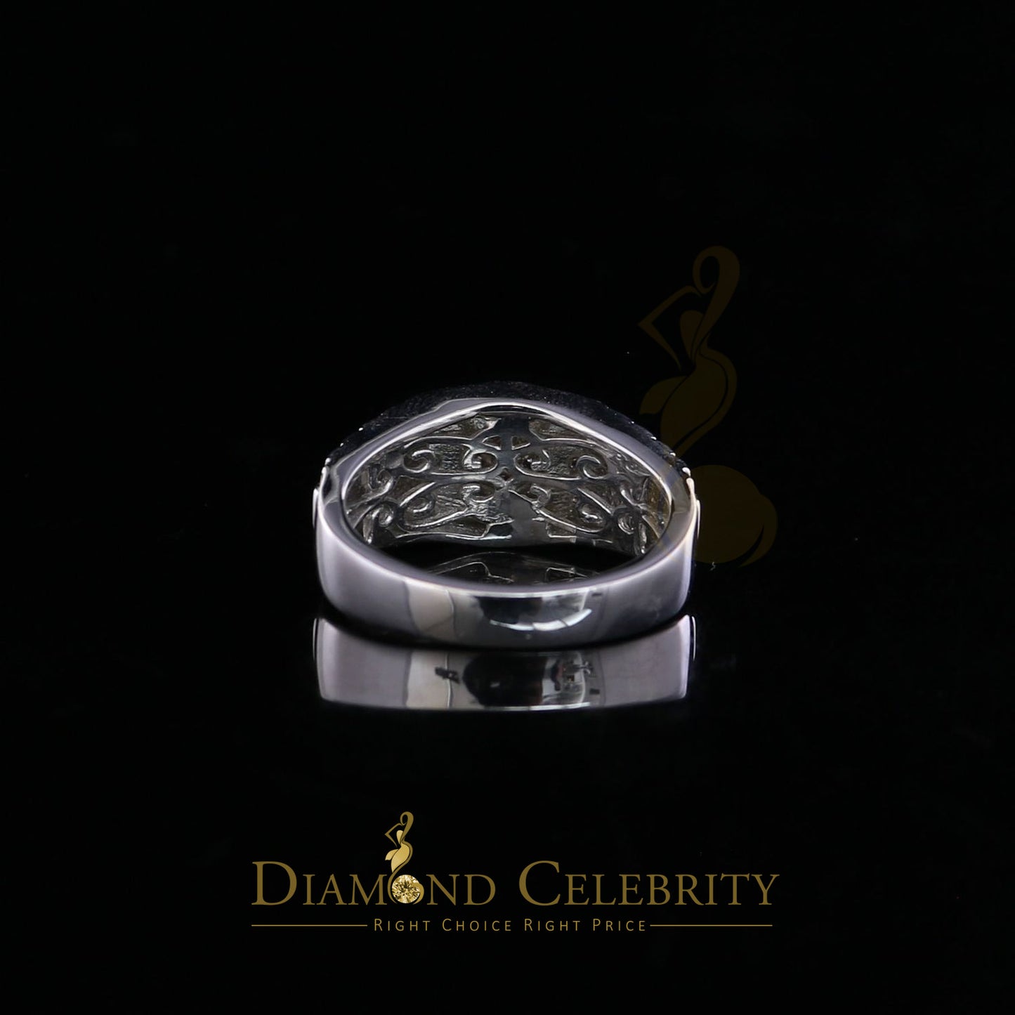 DiamondCelebritees 925 Sterling Silver 0.05ct Real Diamond Men's Style White Band Style Ring SZ 10