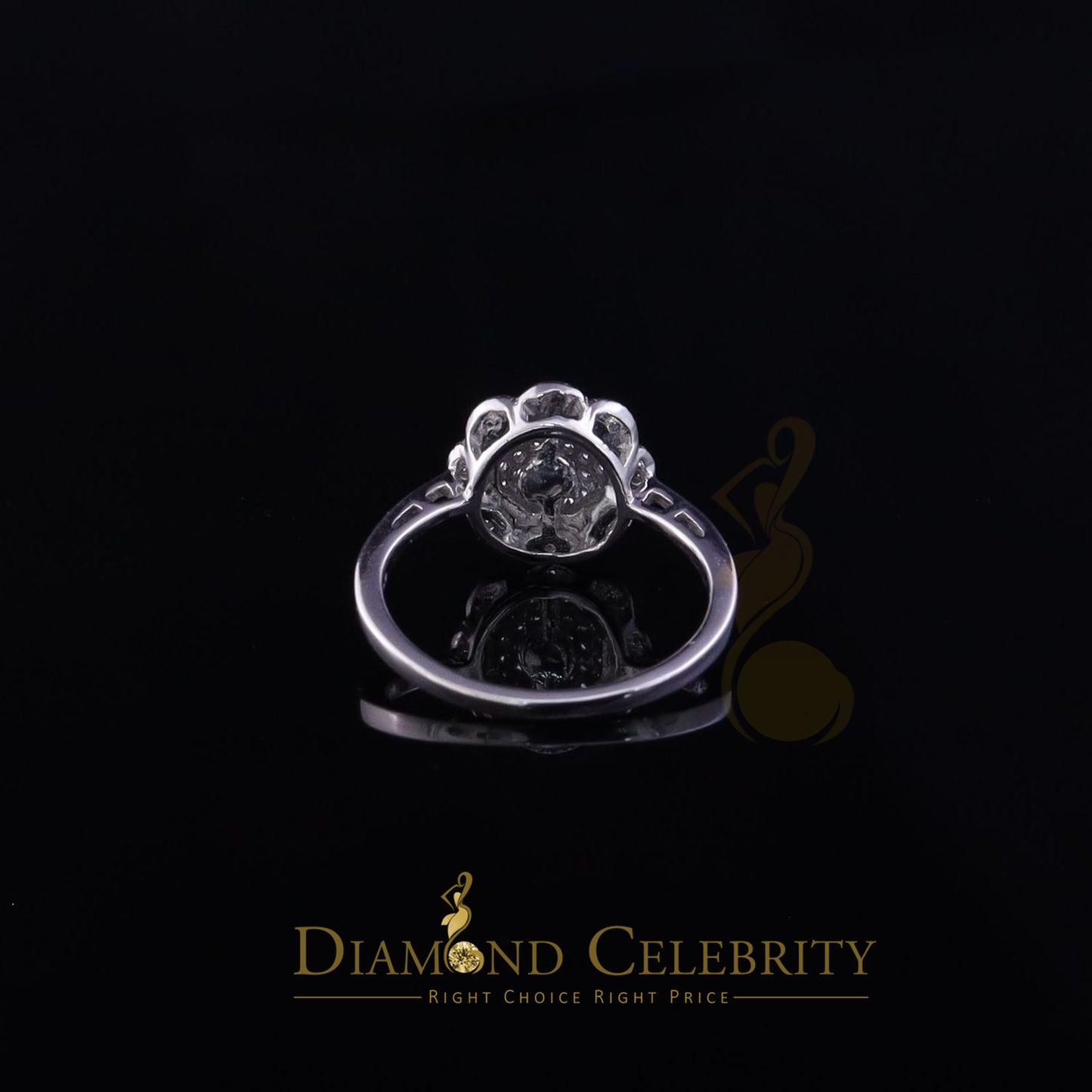 DiamondCelebritees 0.49ct Cubic Zirconia Sterling White Silver Flower Engagement Womens Ring Size 7