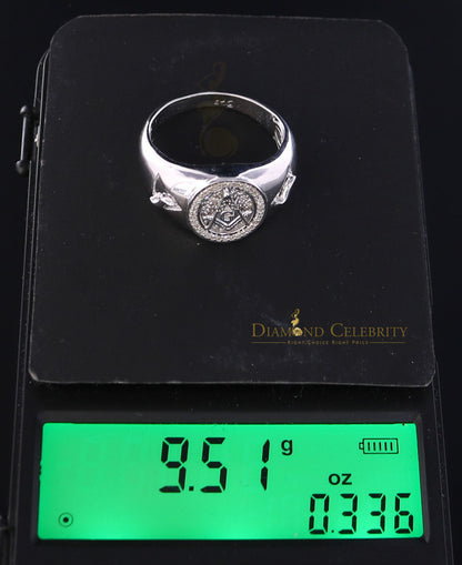 DiamondCelebritees 0.50CT Real Diamond 925 Sterling Silver White Fashion Masonic Men's Ring Size 12