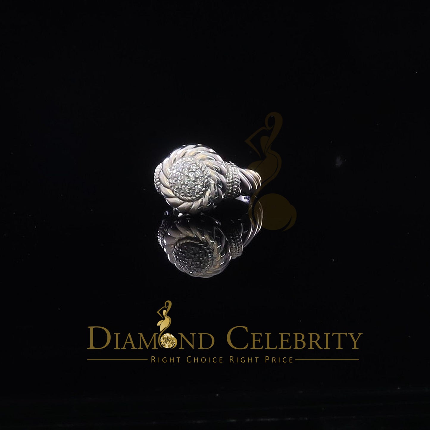 DiamondCelebritees 0.58ct Sterling White Silver Round Shape 925 Cubic Zirconia Womens Ring size 7