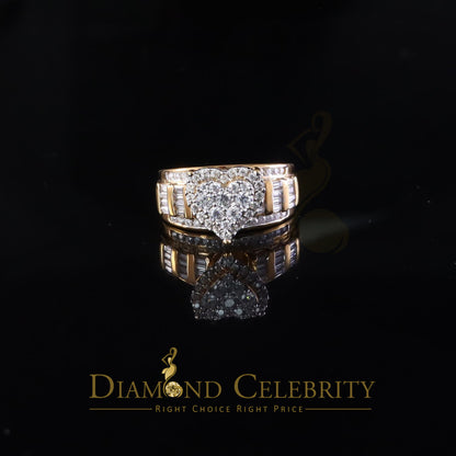 DiamondCelebritees New Women Heart Cindarella Ring 925 Yellow Silver1.20ct VVS D Clr.Moissanite SZ7