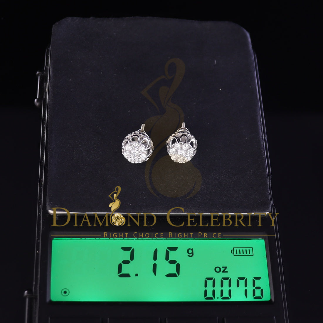 DiamondCelebritees  1.14ct Cubic Zirconia 925 White Silver Women's & Men's Hip Hop Flower Earrings