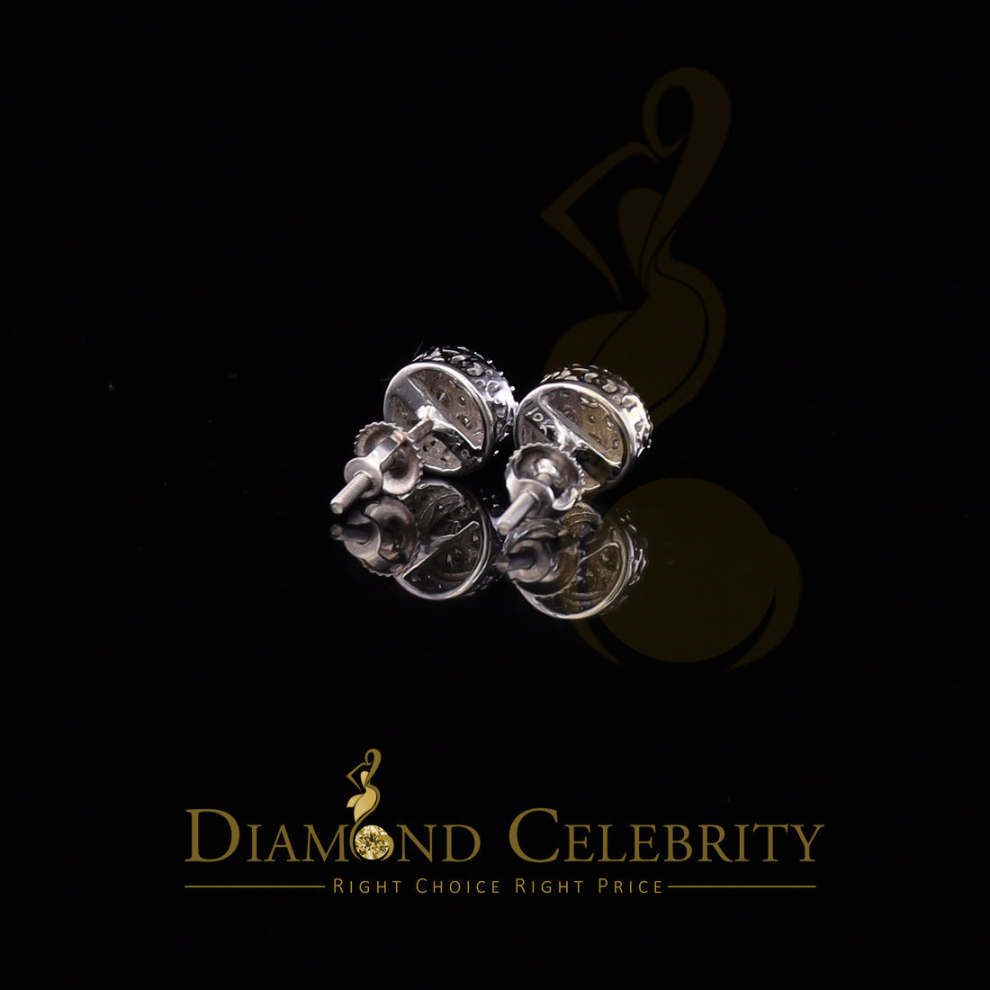 DiamondCelebritees 10K Real White Gold w/ Real 0.50CT Diamond Men's/Women's Stud Round Earring
