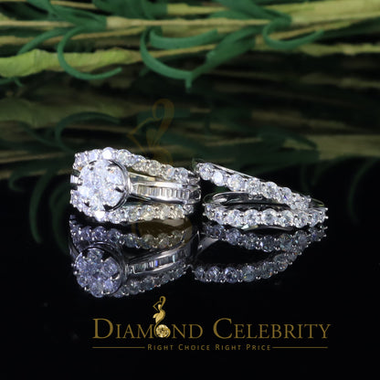 DiamondCelebritees Silver 8.50ct Cubic Zirconia Piece Halo Trio Ring Band White Womens Ring Size 8