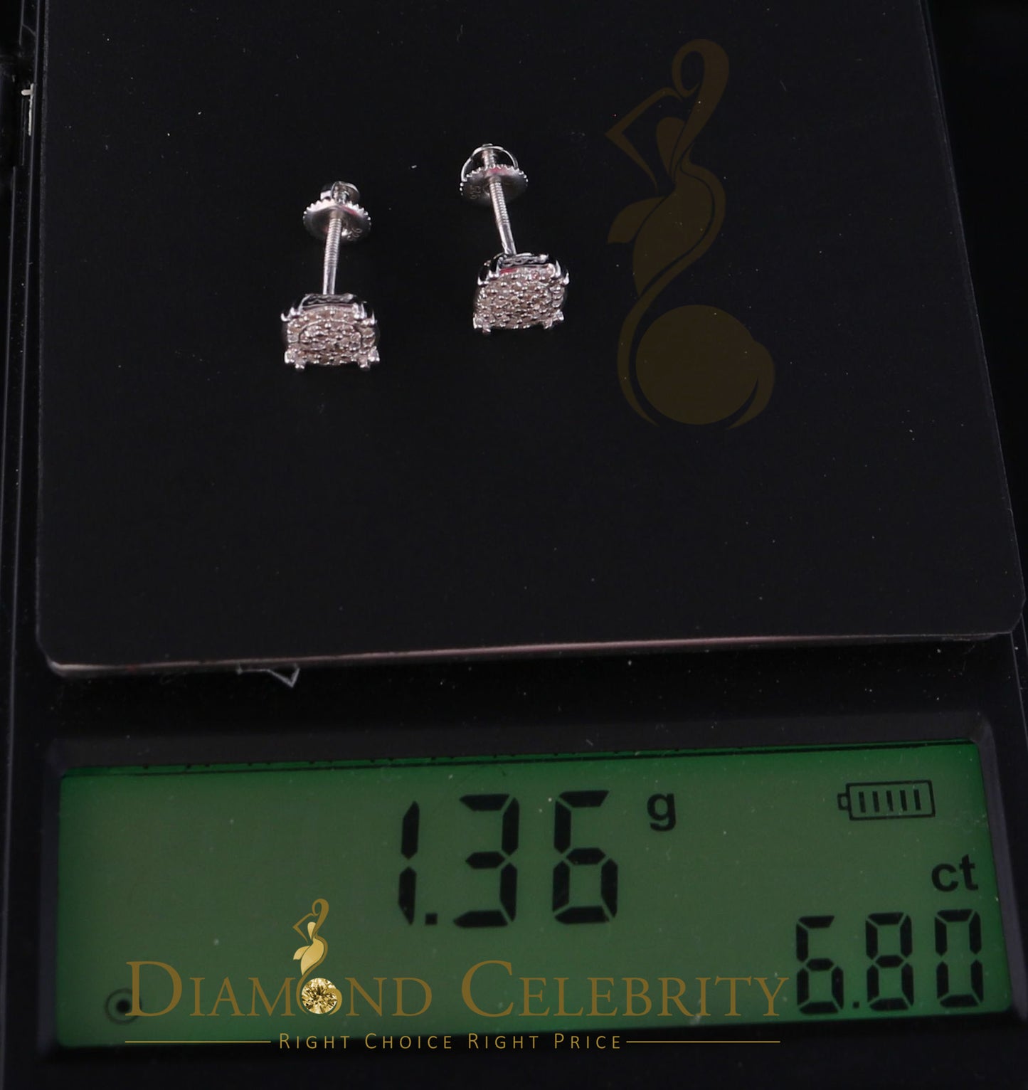 DiamondCelebritees 0.15ct Round Diamond 925 Sterling Silver White For Men's / Women's Earrings