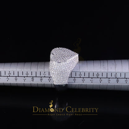 DiamondCelebritees Sterling Men's 925 White Silver 5.00ct VVS 'D' Moissanite Heart Ring Size 8