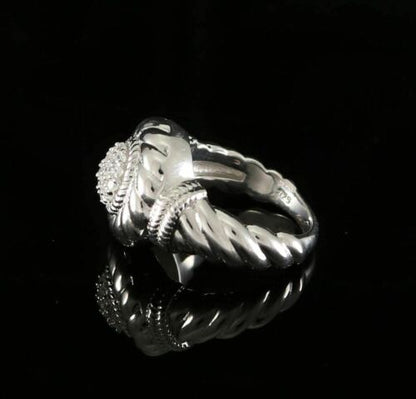 DiamondCelebritees 0.58ct Sterling White Silver Round Shape 925 Cubic Zirconia Womens Ring size 7