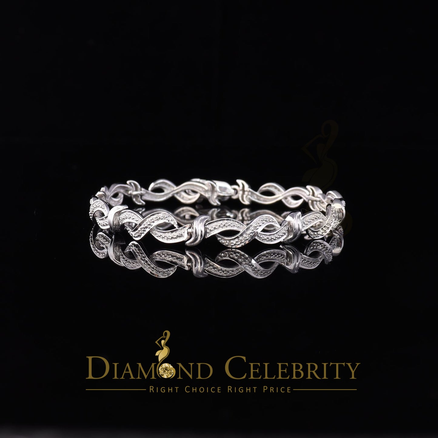 Diamondcelebritees White 0.15CT Real Diamond 925 Sterling Silver Fancy Bracelet-Size 7 Inches
