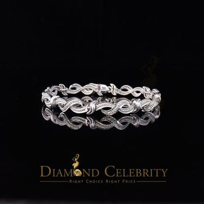 Diamondcelebritees White 0.15CT Real Diamond 925 Sterling Silver Fancy Bracelet-Size 7 Inches