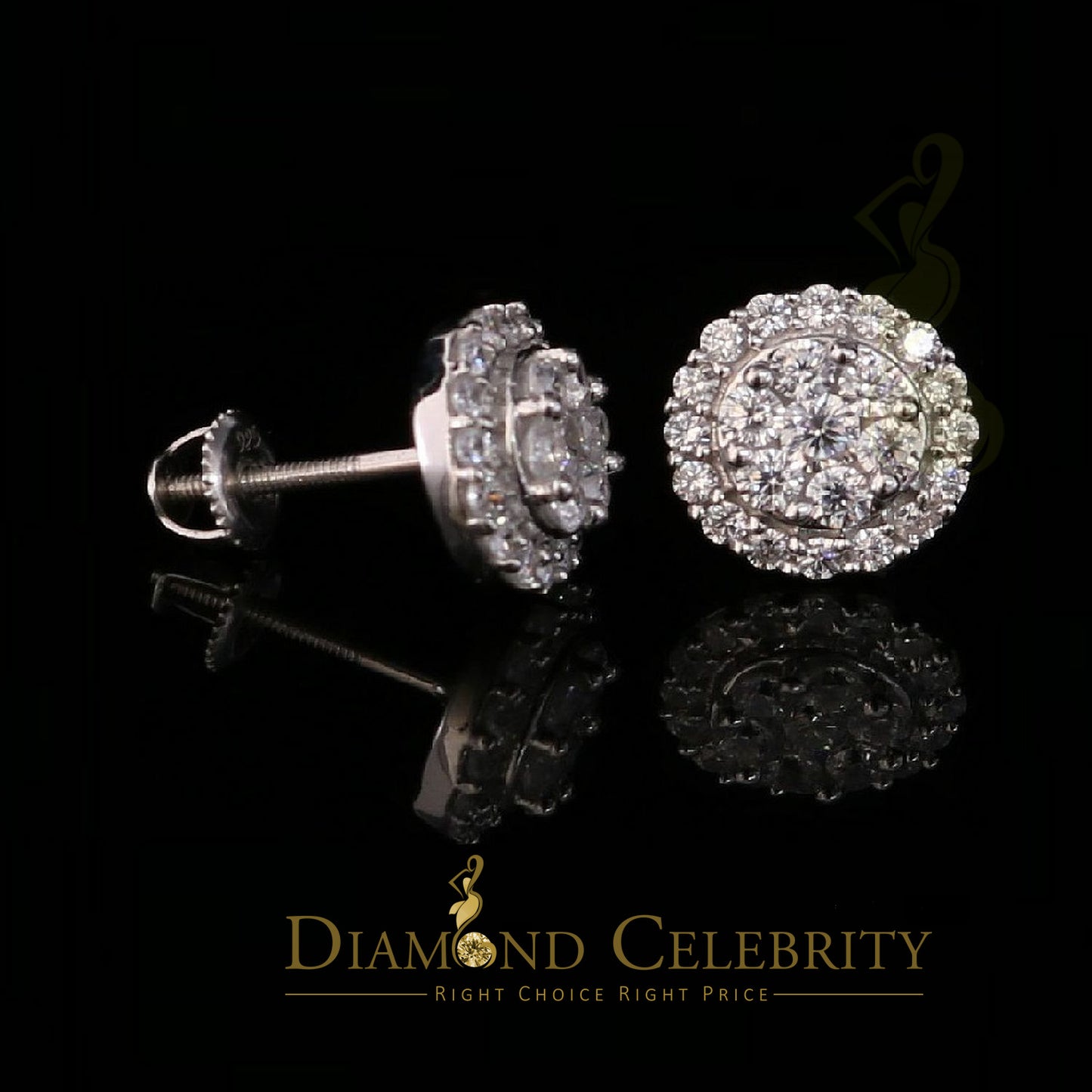 DiamondCelebritees  925 White Silver 1.96ct Cubic Zirconia Hip Hop Women's & Men's Round Earrings