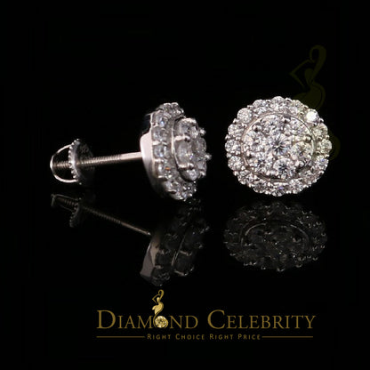 DiamondCelebritees  925 White Silver 1.96ct Cubic Zirconia Hip Hop Women's & Men's Round Earrings