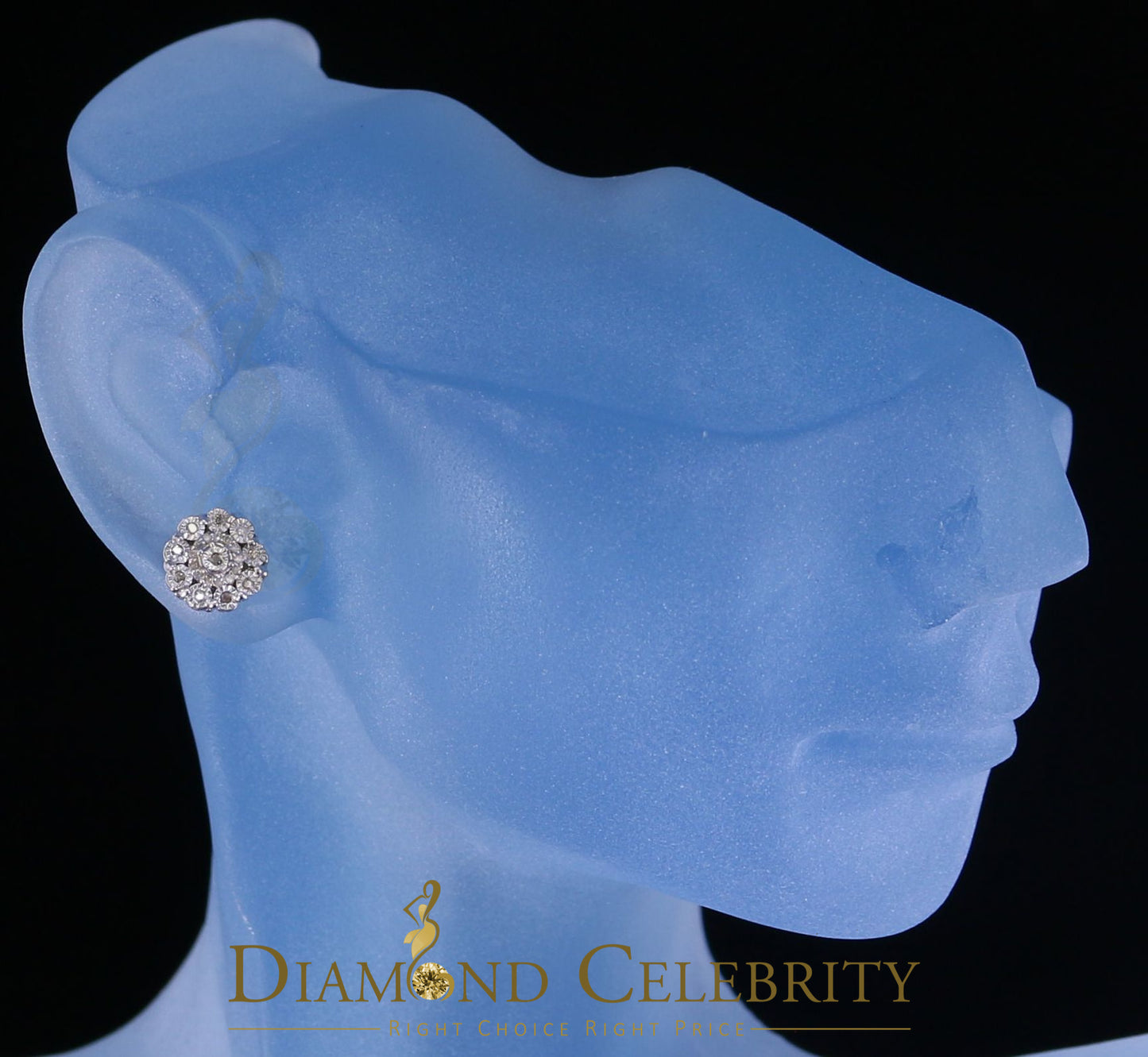 DiamondCelebritees 0.15ct Diamond 925 Sterling Silver White Floral Earrings For Men's / Women's