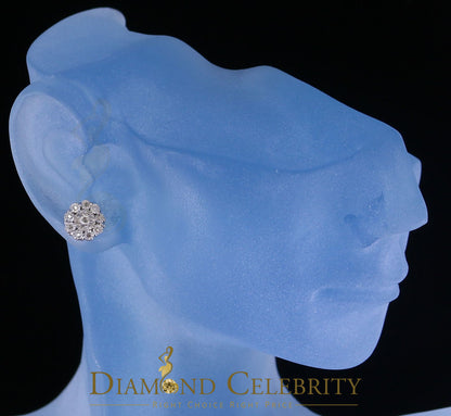 DiamondCelebritees 0.15ct Diamond 925 Sterling Silver White Floral Earrings For Men's / Women's