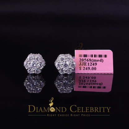 DiamondCelebritees  2.00ct Cubic Zirconia 925 White Silver Sterling Hip Hop Floral Women's Earrings