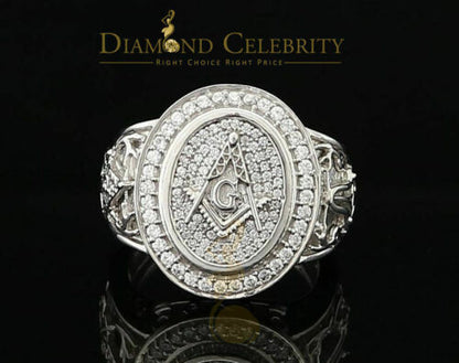 DiamondCelebritees 925 Silver White 1.75ct Cubic Zirconia Oval Wide Band Cocktail Men's Ring SZ 10