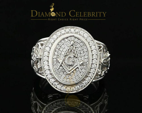 DiamondCelebritees 925 Silver White 1.75ct Cubic Zirconia Oval Wide Band Cocktail Men's Ring SZ 10