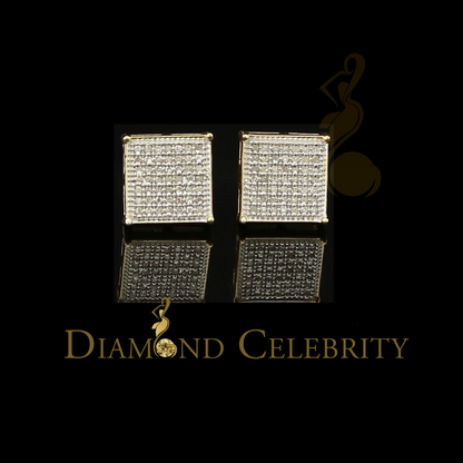 DiamondCelebritees 925 Sterling Silver 0.25ct Diamond Yellow Stud Men's/ Women's Earrings