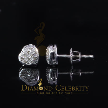 DiamondCelebritees Aretes Para Hombre Heart 925 White Silver 0.08ct Diamond Women's /Men's Earring