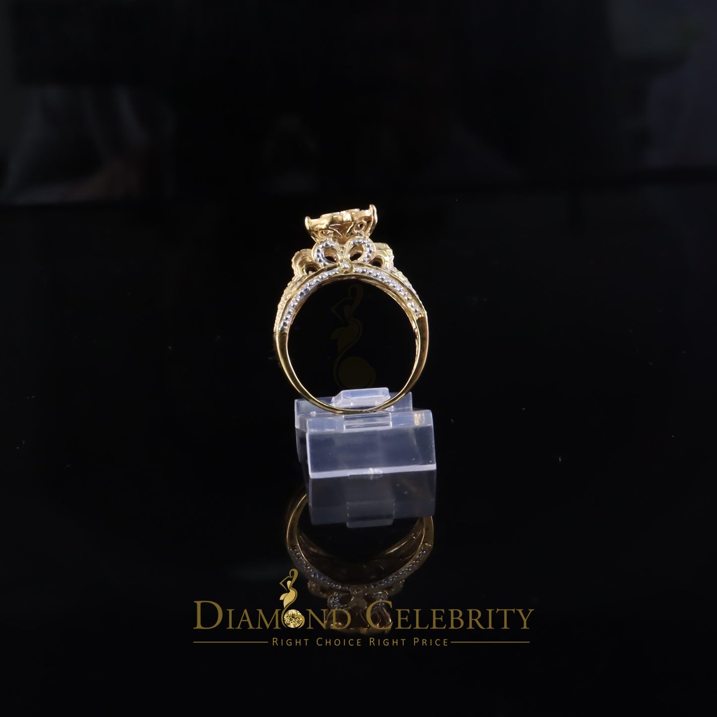 DiamondCelebritees Yellow Silver Heart Ring SZ 7 Real Diamond 0.10ct 925 Sterling Womens Engagement