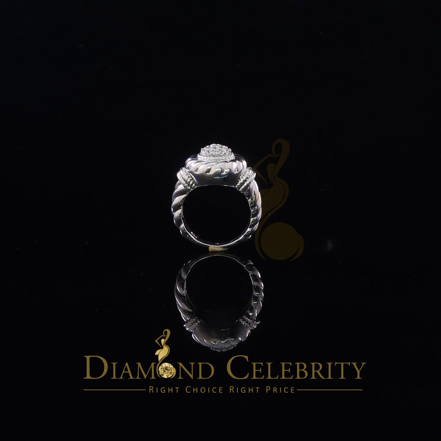 DiamondCelebritees 0.58ct Sterling White Silver Round Shape 925 Cubic Zirconia Womens Ring size 7