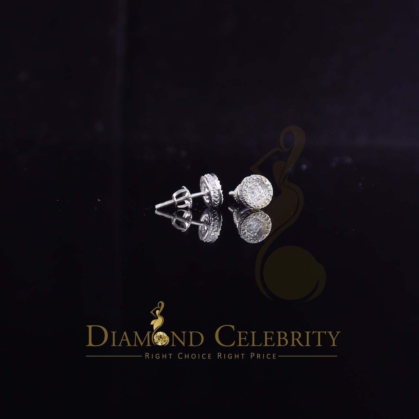 DiamondCelebritees 925 White Silver 0.20ct Real Diamond Women's/Men's Round Fashion Earrings
