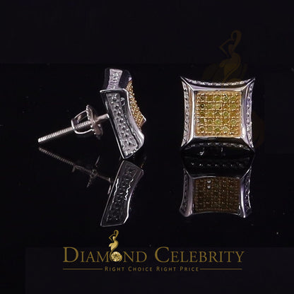 DiamondCelebritees Kite Shape 0.15ct Genuine Yellow Diamond 3D Earring 925 Sterling White Silver