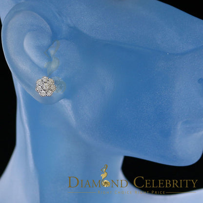 DiamondCelebritees 0.03ct Diamond 925 Sterling Silver White Floral Earrings For Men's & Women's
