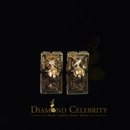 DiamondCelebritees 1.00ct Moissanite Yellow 925 Sterling Silver Women's Square Shape Nugget Earring