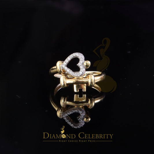 DiamondCelebritees 925 Yellow Silver 0.20ct Cubic Zirconia Promise Heart Key Womens Ring Size 8