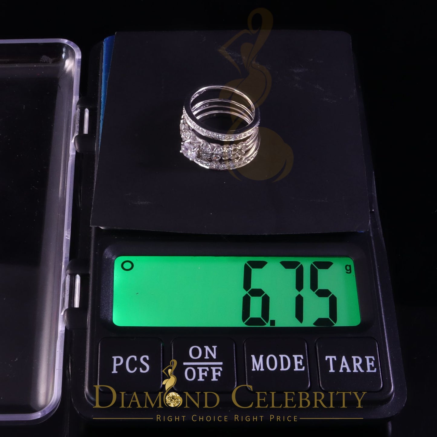 DiamondCelebritees 2.25ct Cubic Zirconia White 925 Sterling Silver Women 3PC Wedding Rings SZ 7