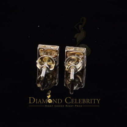 DiamondCelebritees 0.05ct Yellow Diamond 925 Sterling Silver For Men's / Women's Square Earrings
