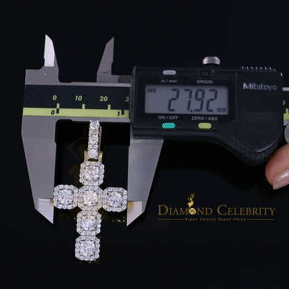 DiamondCelebritees Yellow 925 Sterling Silver Cross Fashion Pendant 8.03ct Cubic Zirconia Stone