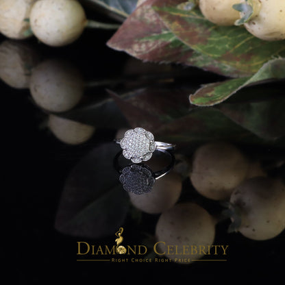 DiamondCelebritees 0.49ct Cubic Zirconia Sterling White Silver Flower Engagement Womens Ring Size 7