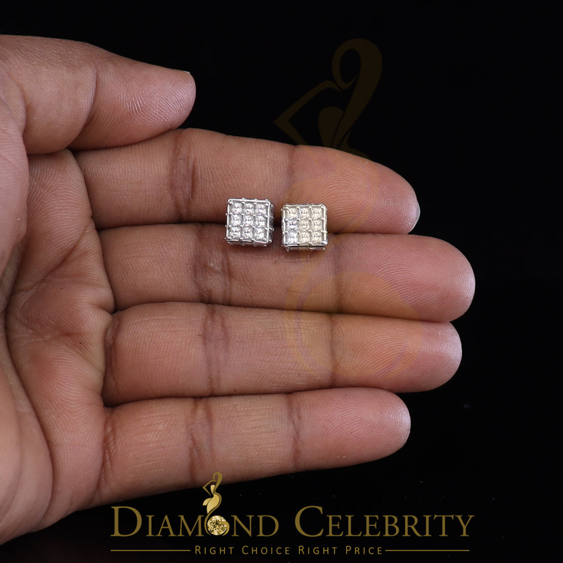DiamondCelebritees  Hip Hop 925 White Silver 5.94ct Cubic Zirconia Women's & Men's Square Earrings