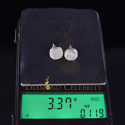 DiamondCelebritees 925 Sterling Silver White Hip Hop 0.15ct Diamond Men's & Women's Round Earrings