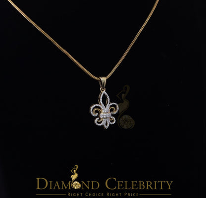 DiamondCelebritees Yellow 925 Sterling Silver Fleur de Lis Pendant with 0.93ct Cubic Zirconia Stone