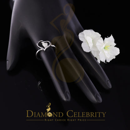 DiamondCelebritees 925 Sterling White Silver 0.10ct Cubic Zirconia Love Heart Women's Ring Size 7