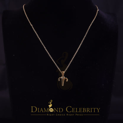 DiamondCelebritees 0.42ct Cubic ZirconiaYellow Silver ARIES-APRIL Month Pendant for Men's & Women's