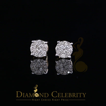 DiamondCelebritees 0.50CT Real Diamond 10K Real Yellow Gold Men's/Women's Stud Round Earring