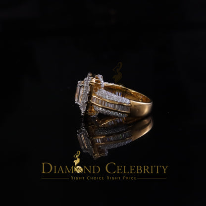 DiamondCelebritees 3.00ct VVS D Silver Yellow Emerald 925 Moissanite Square Baguette Ring SZ7 Women